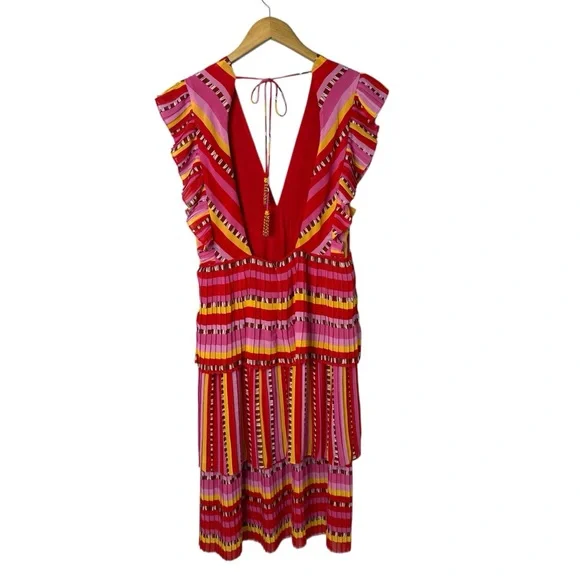 Farm Rio Lucy Stripes Pleated Midi Dress Size Large 291081 - Picture 7 of 12